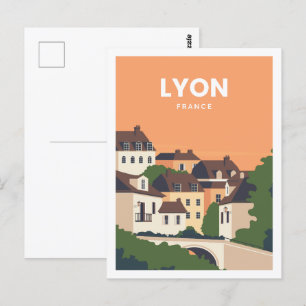 Lyon France Famous Travel Place Illustration Postcard