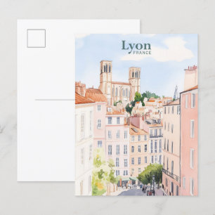 Lyon France Gouache Paint Illustration Travel Postcard