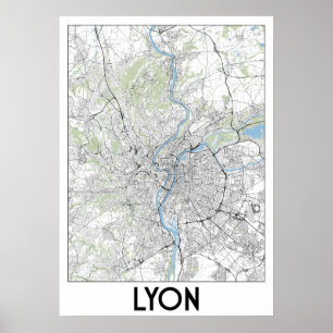 Lyon, France map Poster