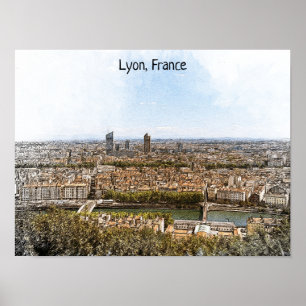 Lyon France Panorama View Poster