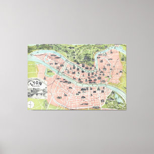 Lyon Monumental Map Garnier Freres Paris 1894 Canvas Print