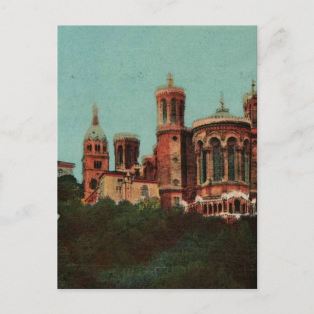 Lyon Notre dame de Fourviere Replica 1930s Postcard (Front)