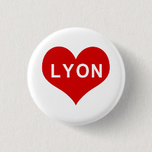LYON Red Love Heart 1 Inch Round Button