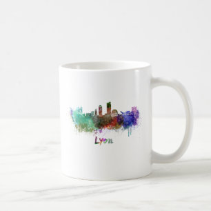 Lyon skyline in watercolor coffee mug