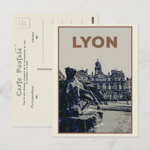 Lyon the Bartholdi Fountain illustration France Postcard
