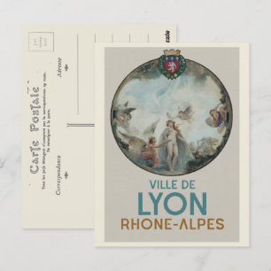 Lyon vintage painting France Postcard