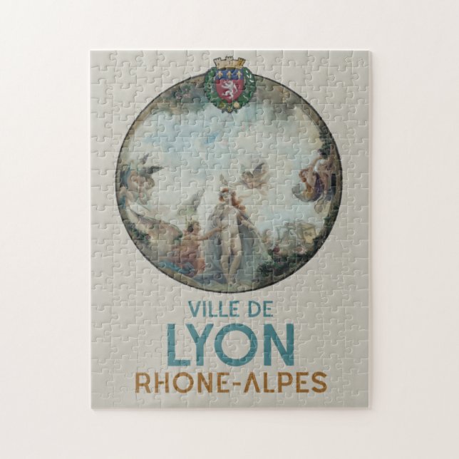 Lyon vintage painting France Poster Jigsaw Puzzle (Vertical)