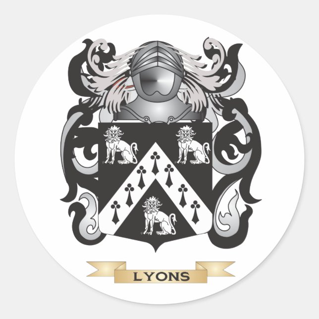 Lyons Coat of Arms (Family Crest) Classic Round Sticker (Front)