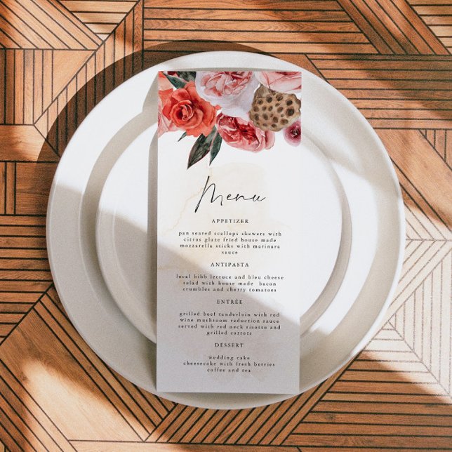 LYRA Bohemian Fall Floral Diner Cartes de menu (Créateur téléchargé)