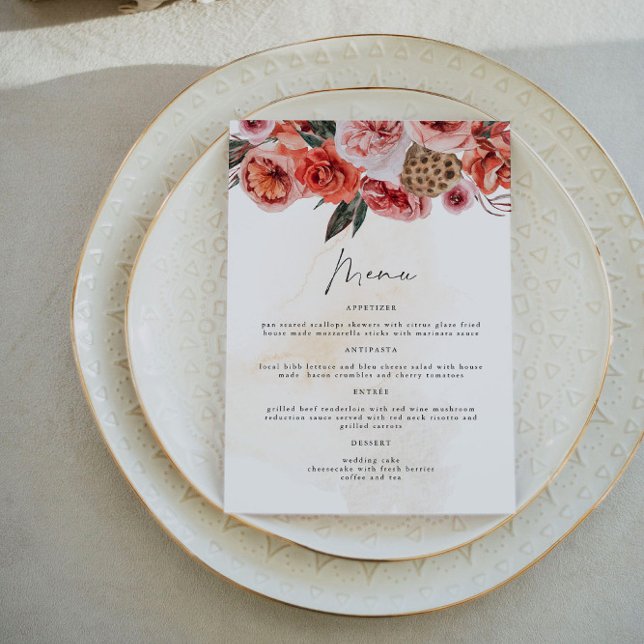 LYRA Boho Fall Floral Diner Cartes Menu (Créateur téléchargé)