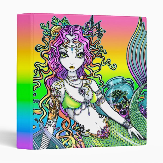 "Lyra" Koi Tattoo Rainbow Mermaid Avery Binder (Front/Spine)