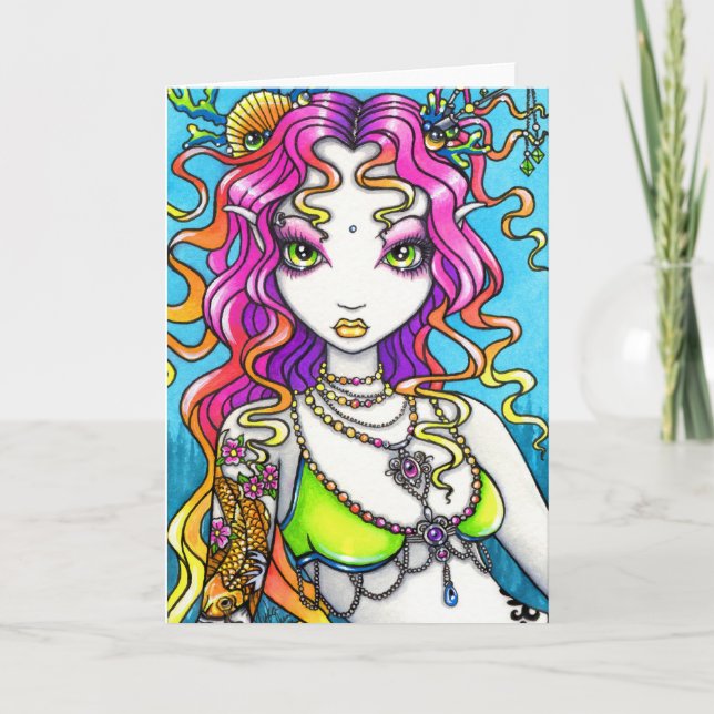 Lyra miroitant la carte de sirène de tatouage de (Devant)