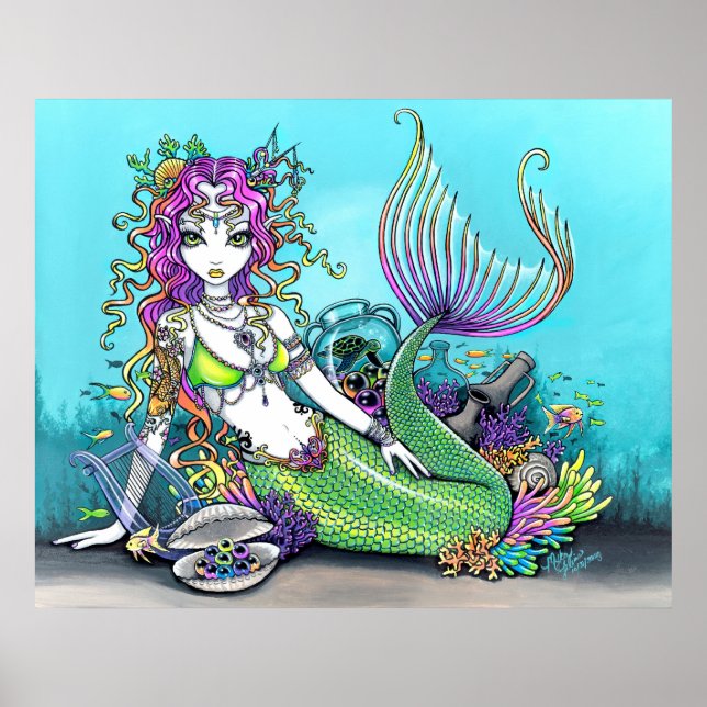 Lyra Tropical Rainbow Mermaid Poster (Front)