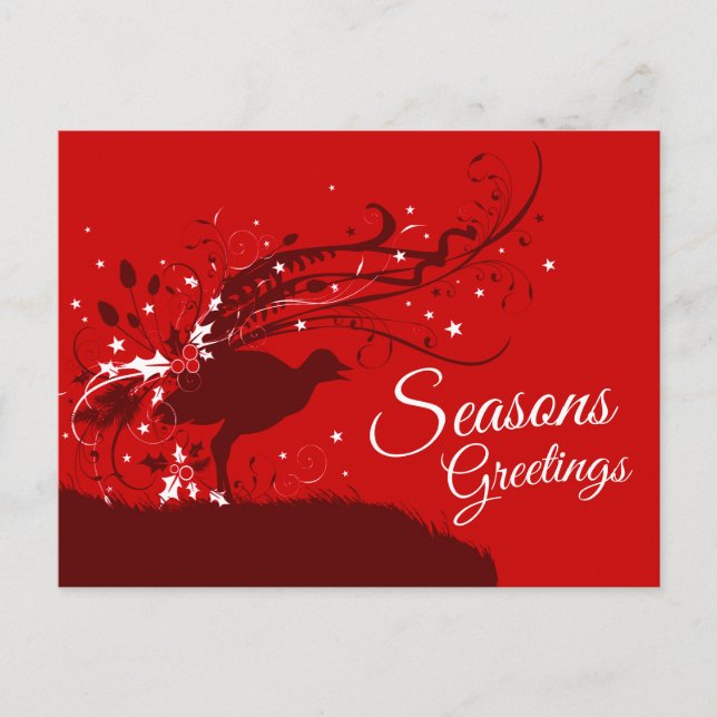 Lyrebird christmas whimsy graphic art postcard (Front)