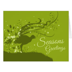 Lyrebird festive green Australian Christmas card