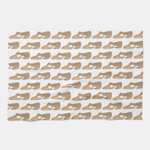 Lyrical Tan Modern Dance Teacher Shoe Print Kitchen Towel