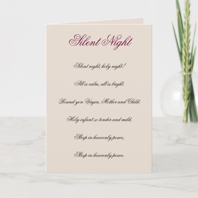 Lyrics de la nuit silencieux Carte de Noël (Devant)