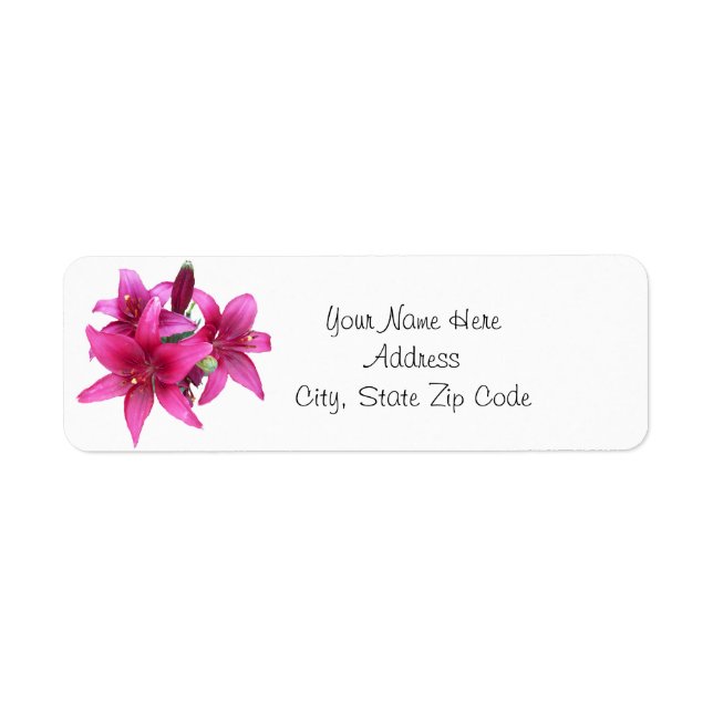Lys de jour rose chaud Étiquettes d'adresse de ret (Devant)