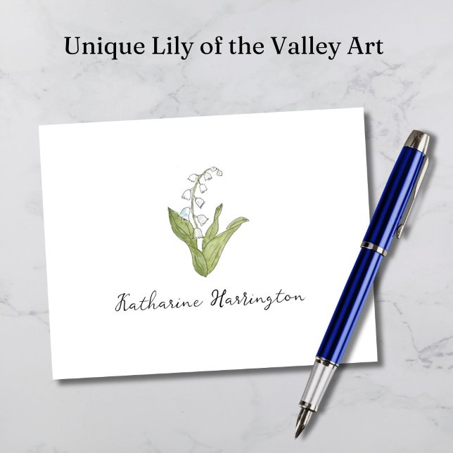 Lys de la vallée Illustré à la main Elégant Floral (This unique Lily of the Valley card would be a lovely gift for ladies with a May birthday!)