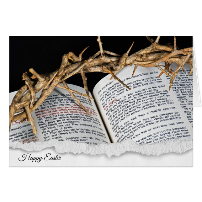 Lys de Pâques avec couronne d'épines sur la Bible (Devant horizontal)