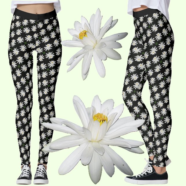 Lys d'eau blanche - Leggings floraux (Créateur téléchargé)
