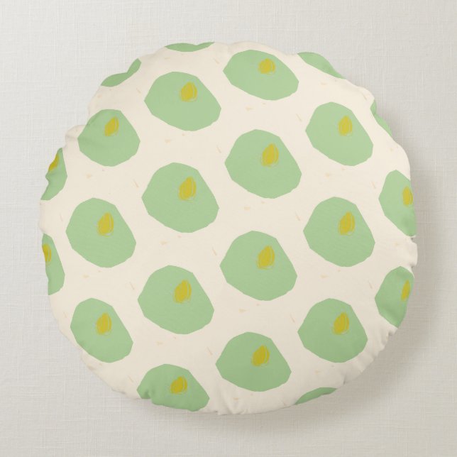 Lys d'eau verte Coussin rond (Devant)