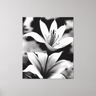 Lys en toile noire et blanche Impression