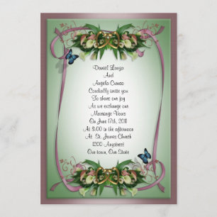 Lys et papillons de faire-part de mariage Calla
