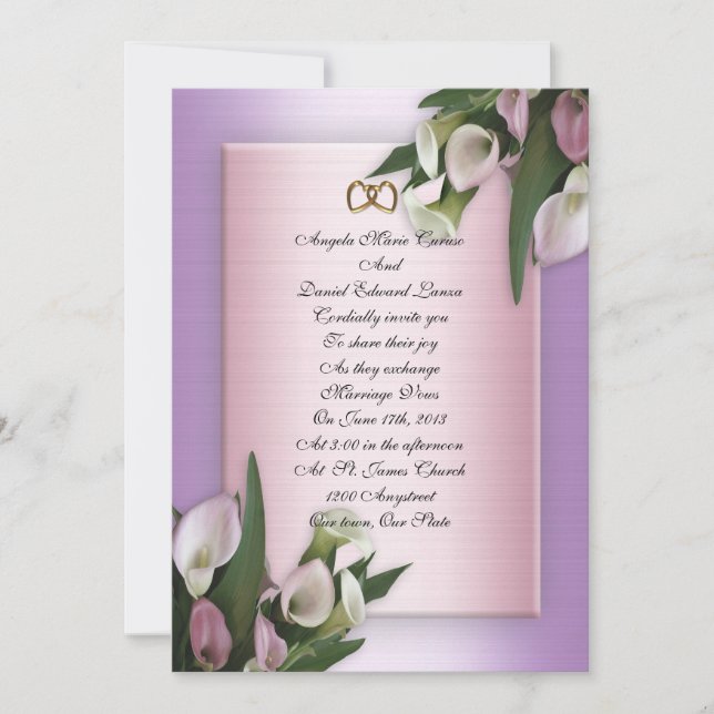Lys faire-part de mariage calla (Devant)