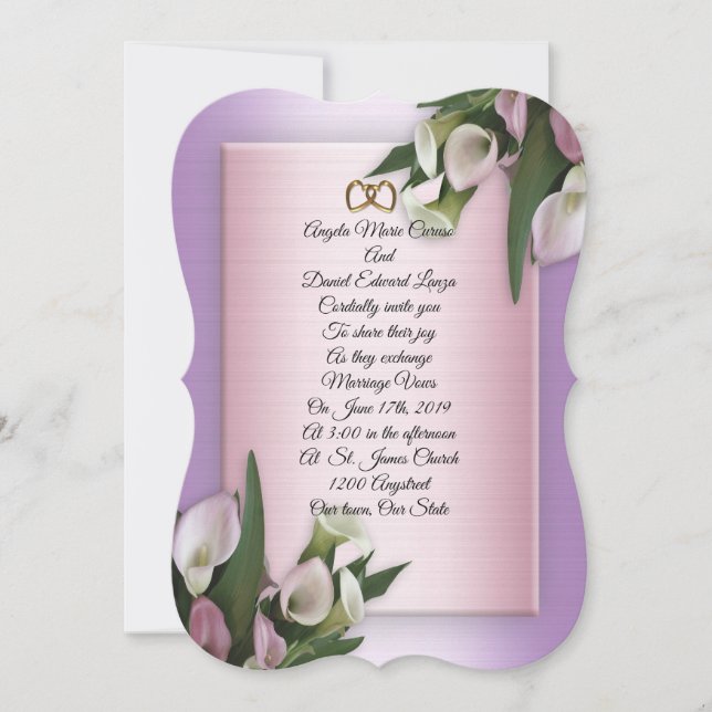 Lys faire-part de mariage calla (Devant)