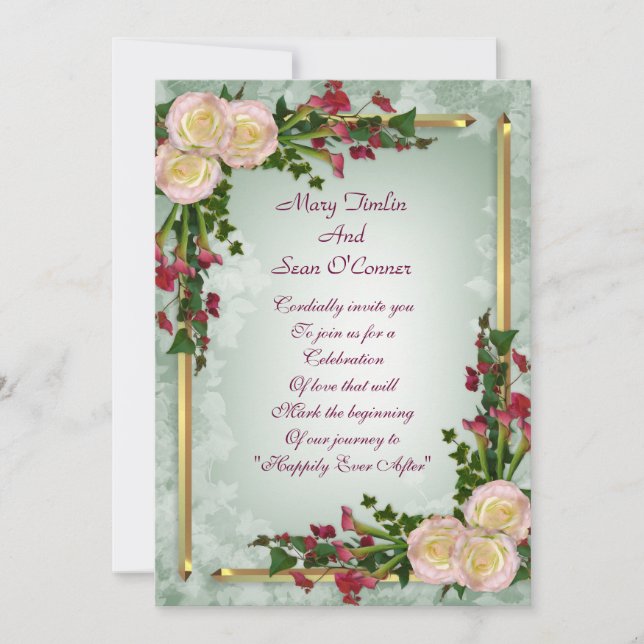 Lys faire-part de mariage calla et roses (Devant)