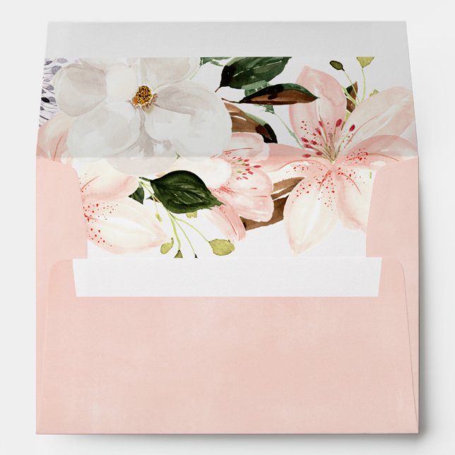 Lys floral rose vif enveloppes carte 5x7 (Dos (Bas))