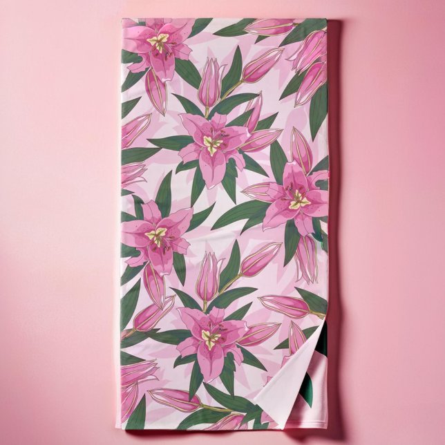 Lys rose florissant (Pink Blooming Lily Bath Towel)