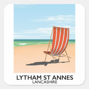 Lytham St Annes Lancashire seaside poster Square Sticker