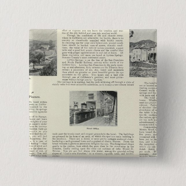 Lytton Springs, California 2 Inch Square Button (Front)