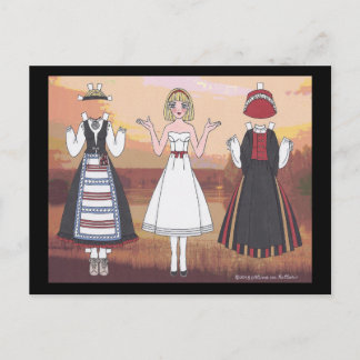 Lyyli of Finland Paper Doll Postcard