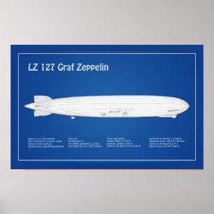 LZ 127 Graf Zeppelin - Airship Blueprint Plans ABD Poster