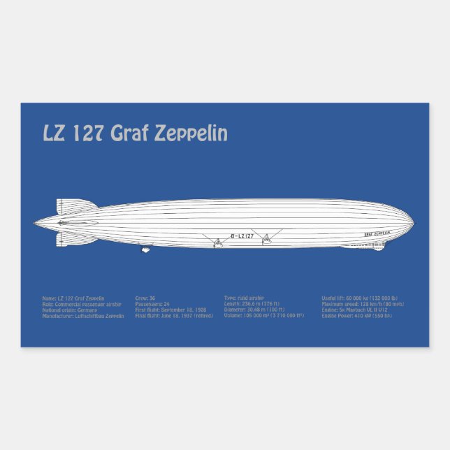 LZ 127 Graf Zeppelin - Airship Blueprint Plans ABD Sticker (Front)