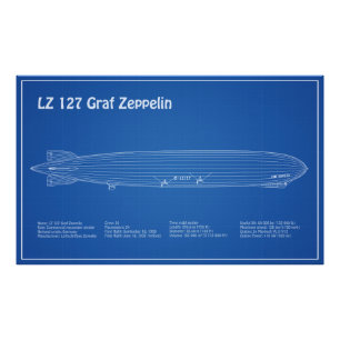 LZ 127 Graf Zeppelin - Airship Blueprint Plans AD Photo Print