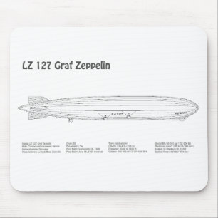 LZ 127 Graf Zeppelin - Airship Blueprint Plans BD Mouse Pad