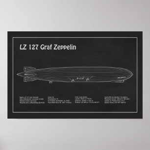 LZ 127 Graf Zeppelin - Airship Blueprint Plans PD Poster