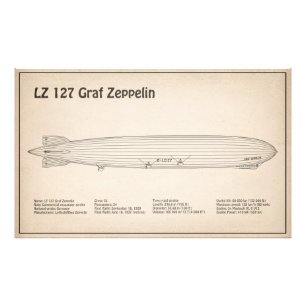 LZ 127 Graf Zeppelin - Airship Blueprint Plans SD Photo Print