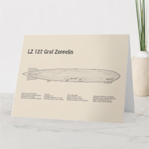LZ 127 Graf Zeppelin - Airship Blueprint Plans SD Thank You Card