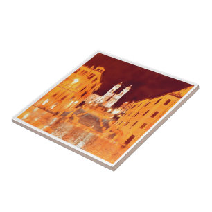 LZO051 PIAZZA DI SPAGNA, ROME by Night, Tile