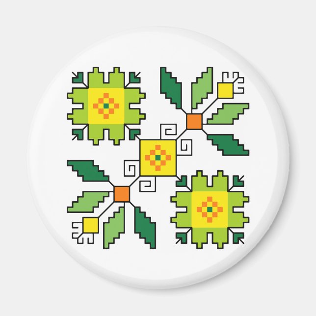 M0024 Magnet Bulgarian folk motif shevitsa green (Front)