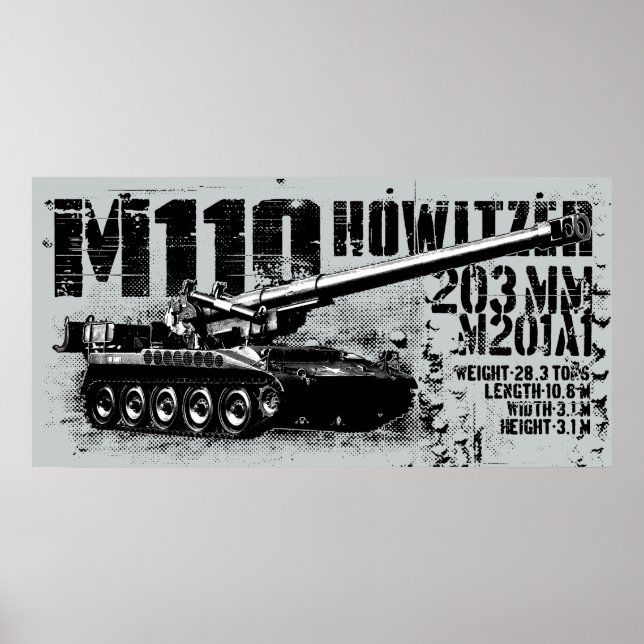 M110, howitzer, impression (Devant)