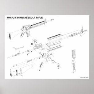 M16A2 Affiche de fusil d'assaut de 5,56 mm