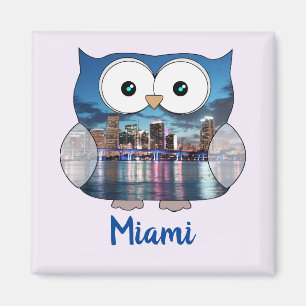 M190131 Chubby Owl   Miami Souvenir Magnet