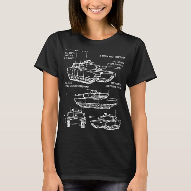 M1 Abrams Tank Recognition Blueprint Diagram 1 (Front)