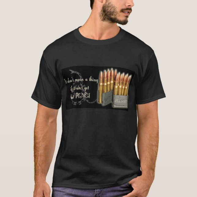 M1 Garand Ping Black T-Shirt (Front)